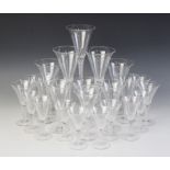 A selection of modern air twist conical stem glasses in the 18th century style, comprising: four