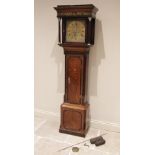 A George III oak cased eight day longcase clock, signed S Ashton, Bradbury, the flat top hood