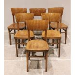 A set of fourteen beech Bentwood bistro chairs, mid 20th century, each chair with a concave back