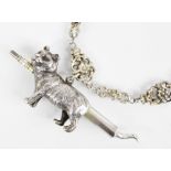 A Victorian novelty silver coloured propelling pencil by Sampson Mordan, modelled as a cat in