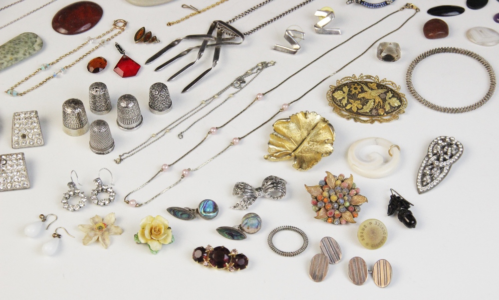 A selection of costume jewellery and accessories, including a silver gilt enamelled pendant by - Image 2 of 4