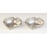 A pair of Arts & Crafts silver ashtrays, A Wilcox, Chester 1930, of rounded square form with