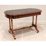 A mid Victorian walnut, ebonised and burr thuya side table, the rounded rectangular top with an