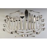 A part-set of silver cutlery, Asprey & Co Ltd, London 1954, comprising twelve teaspoons, each 13.5cm