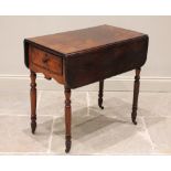 A mid 19th century mahogany Pembroke table, the rectangular drop leaf top with rounded corners above