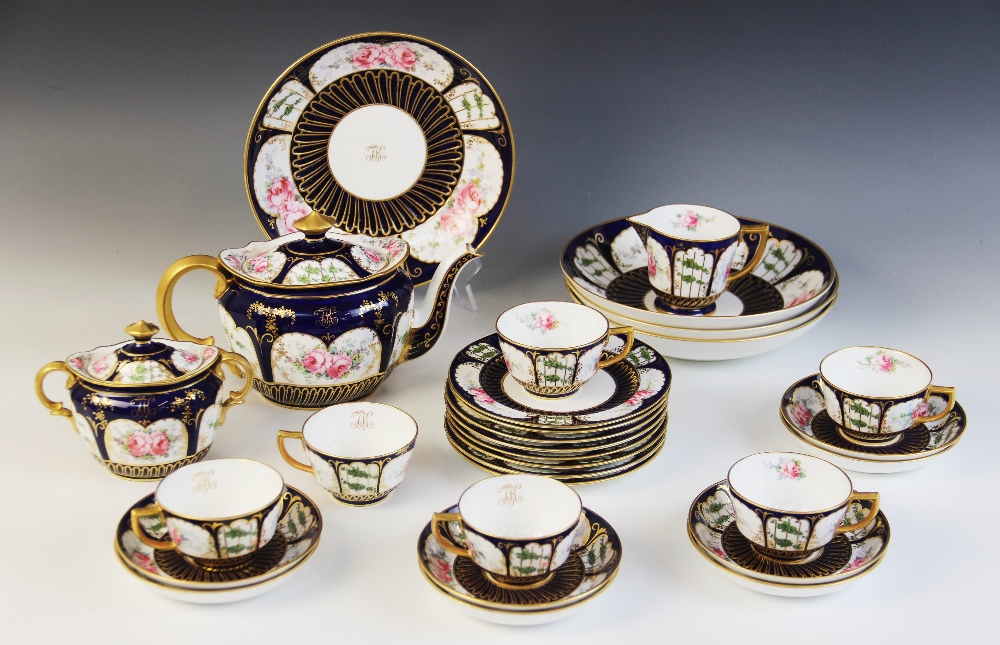 A Royal Crown Derby part tea service, late 19th century, comprising: a teapot and cover, a