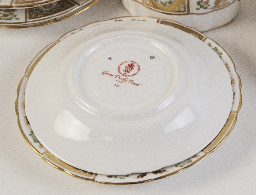 An extensive collection of Royal Crown Derby "Green Derby Panel" pattern tea and coffee wares, - Image 5 of 5