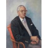 D. H. Leslie (British, 20th century), Half length portrait of a suited gentleman, Oil on canvas,