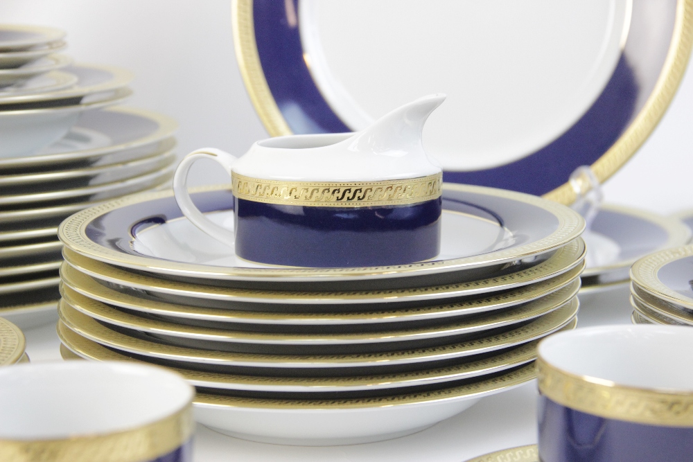 A Laklain porcelain part dinner service in the 'Regency' pattern, comprising: twelve soup plates, - Image 2 of 7