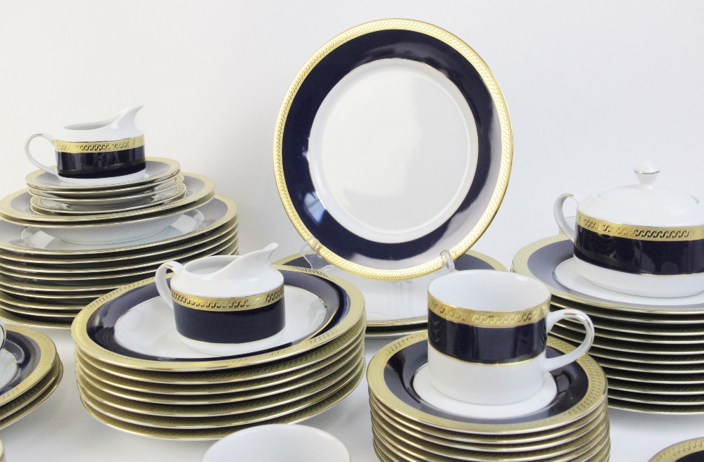 A Laklain porcelain part dinner service in the 'Regency' pattern, comprising: twelve soup plates, - Image 3 of 7