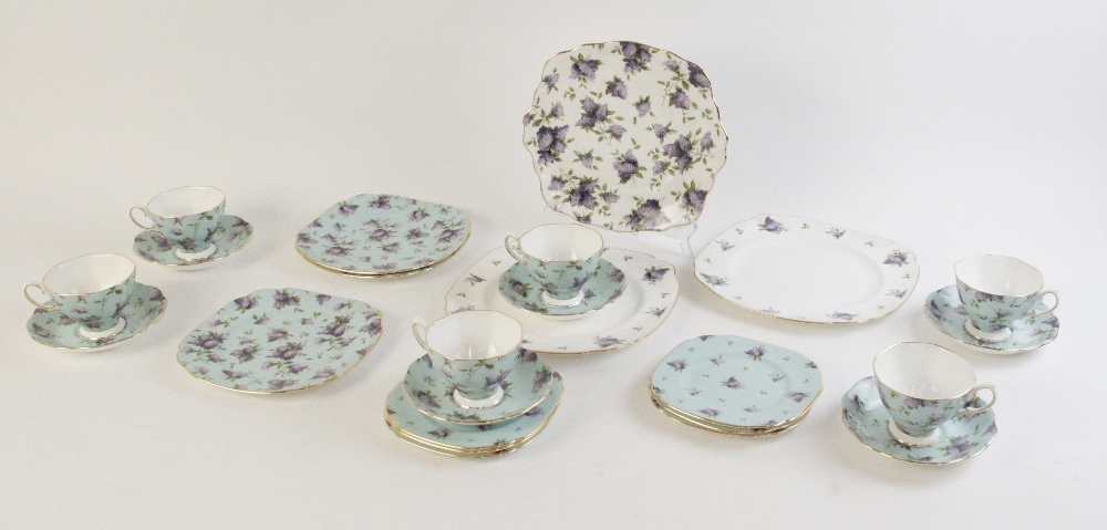 A Royal Albert Archive Collection "Lilac Lane" part tea service for six, comprising: six teacups,