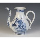 A Japanese blue and white Arita porcelain ewer, mid 19th century, the bulbous body decorated to