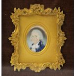 English school (18th century), A portrait miniature depicting a bust of a gentleman, Gouache and