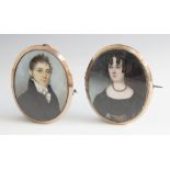 English School (early 19th century), A pair of portrait miniatures in the manner of George