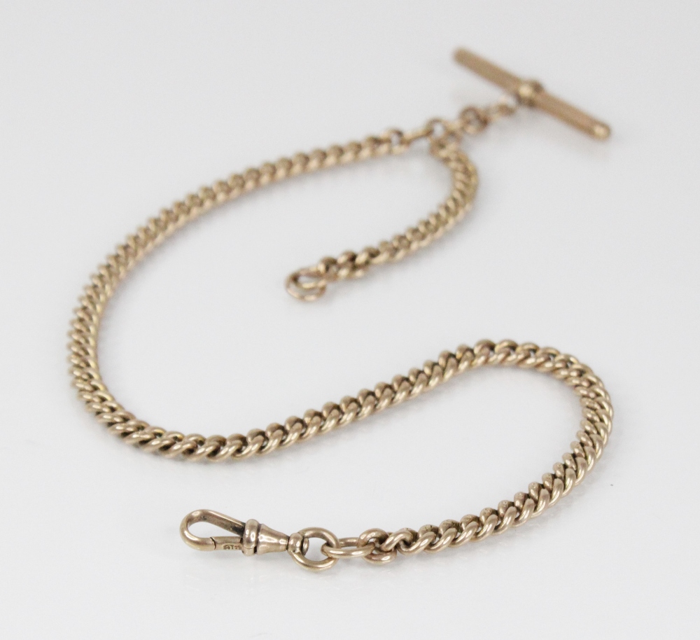 A Victorian gold coloured watch chain, designed as a graduated curb link chain with lobster claw - Image 3 of 3