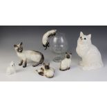 A Beswick Fireside Persian Cat in white gloss, model No. 1867 (discontinued 1989), 20.5cm high, with