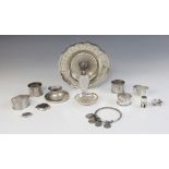 A selection of silver and silver coloured tableware and accessories, to include a George V silver