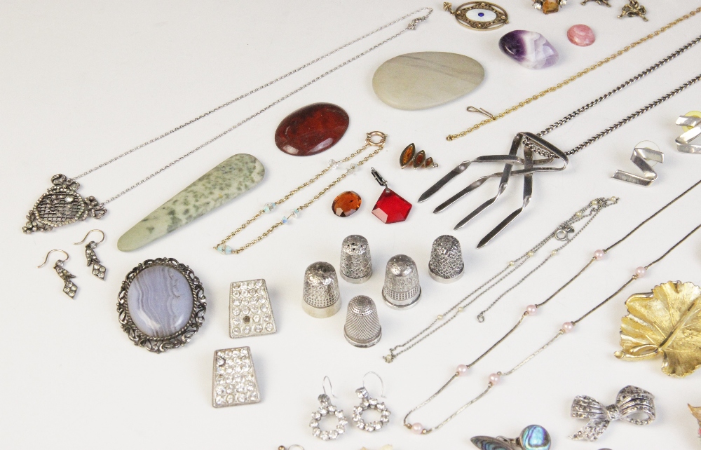 A selection of costume jewellery and accessories, including a silver gilt enamelled pendant by - Image 3 of 4
