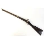 A muzzle loading percussion cap sporting rifle, 19th century, the steel barrel 68cm long, 111cm long