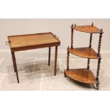 A Victorian figured walnut etagere/whatnot, of free-standing corner form with three graduated