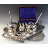 A large twin-handled silver plated presentation tray, of rounded rectangular form