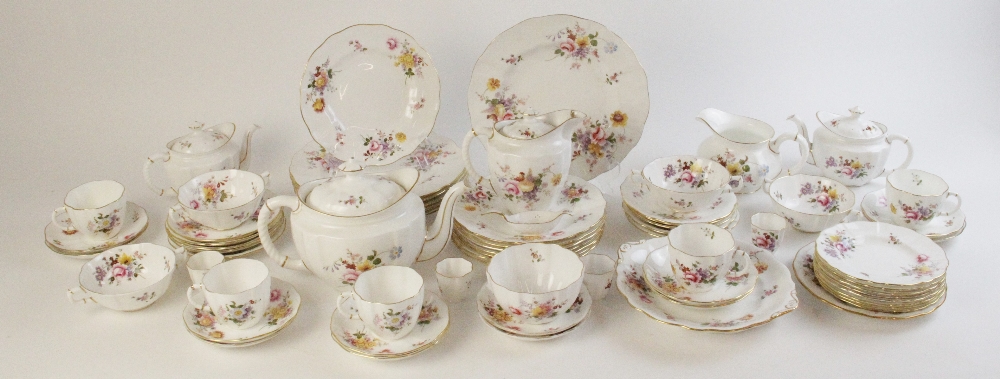A quantity of Royal Crown Derby "Derby Posies" pattern dinner and tea wares, comprising a teapot (