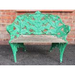 A Coalbrookdale style fern pattern cast iron bench, 20th century, cast in the form of openwork