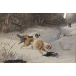 Newton Smith Limbird Fielding (1799-1856), Hounds retrieving game in a snowy landscape,