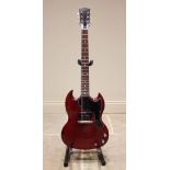 A 2019 Gibson SG electric guitar, made in the U.S.A, serial no.001033, cherry red finish with