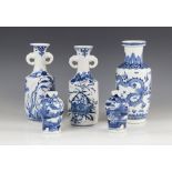 A collection of Chinese porcelain blue and white wares, 19th century and later, comprising; a pair
