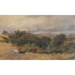 David Cox Junior (British, 1809-1885), Toward Malvern Hills, Watercolour on paper, Signed lower