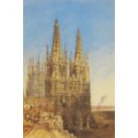 Attributed to J Dodd (Welsh, 19th century), Burgos Cathedral, Watercolour on paper, Signed and