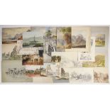 A collection of watercolour and pencil sketches by various hands, 19th century and later,