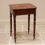 A late George III mahogany work /writing table, in the manner of Gillows, the crossbanded
