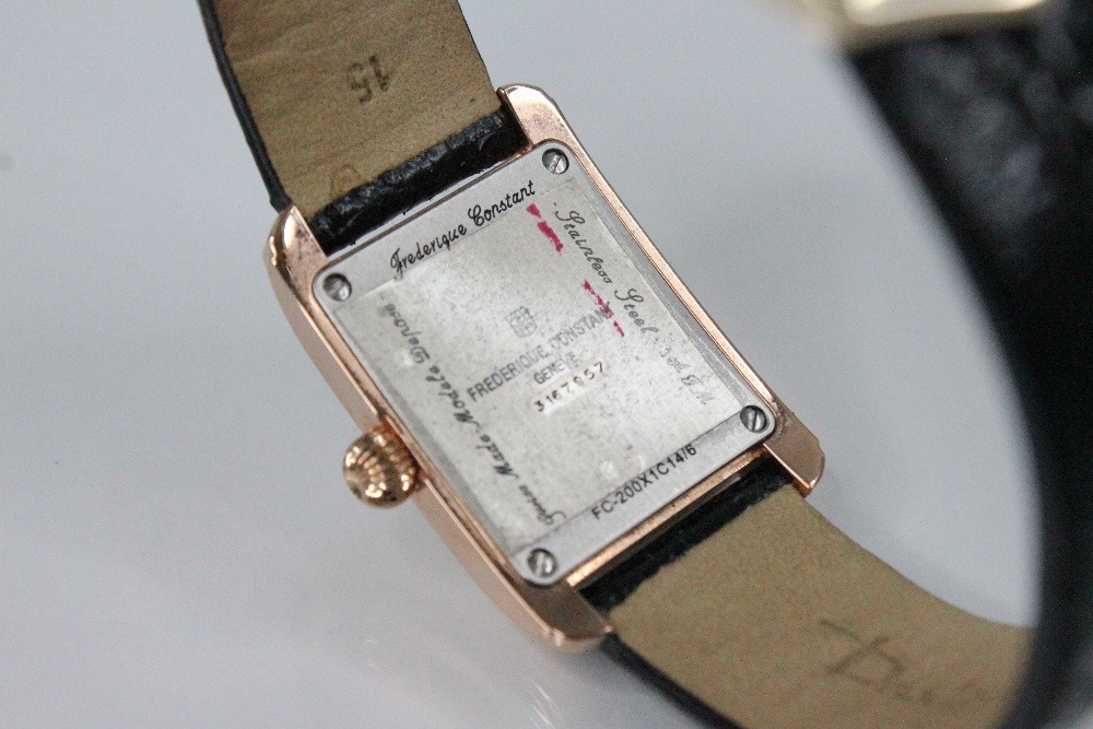 A Ladies Frederique Constant Classics Carree Quartz wristwatch, the rectangular dial with Roman - Image 2 of 3