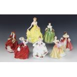 Seven Royal Doulton figurines, comprising: HN3221 Country Rose, HN5322 Pretty Ladies Summer,