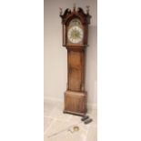 A George III oak cased eight day longcase clock signed Joseph Thomas, Chester, the 34cm break arch
