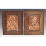 Two repousse Arts & Crafts copper plaques, early 20th century, one depicting the Right Honourable