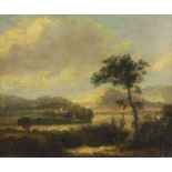 Manner of Patrick Nasmyth (Scottish, 1787-1831), River landscape with a church on the far bank and