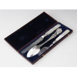 A mid-19th century christening set, Aaron Hadfield, Sheffield 1837-38, comprising knife, fork and