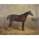 Frank Paton (British, 1856-1909), A stabled horse, Oil on canvas, Signed and dated "1883", 39cm x