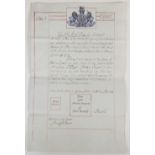 A Victorian hand-written passport copy numbered 70292 and dated 23rd July 1863, signed by Viscount