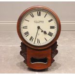 An American walnut cased drop dial wall clock by Seth Thomas, the 30cm painted dial applied with
