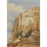 Continental School (19th century), Tasso's House at Sorrento, Watercolour on paper, Initialled 'FWT'