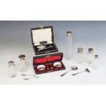 A selection of silver table ware and dressing table accessories, to include an Art Deco silver