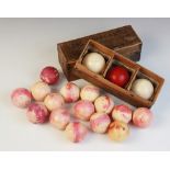 A boxed set of Edwardian ivory billiard balls, early 20th century, to a box for Orme & Sons of
