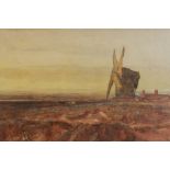 David Cox Senior (British, 1783-1859), ?Cattle in an Extensive Landscape with Windmill and a