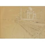 Allan Goodwin, 'The Taj Mahal, Agra', Pen, ink and chalk on paper, Signed and titled lower edge,