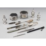 A selection of silver and silver coloured tableware and accessories, to include a George V silver