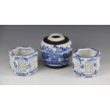 A Chinese porcelain blue and white ginger jar, 19th century, of typical form and decorated with a